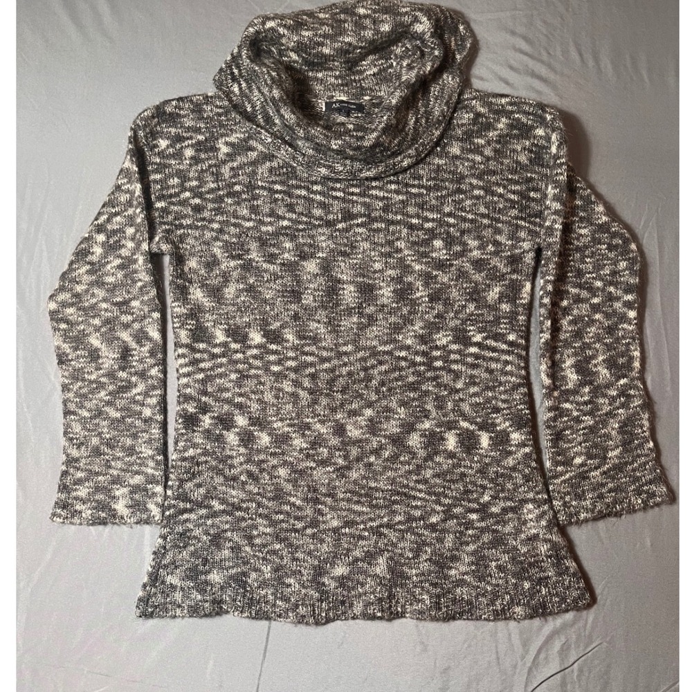 Anne Klein Gray Marled Mohair Blend Cowl Neck Sweater Women's L‎ Soft Cozy Knit - Picture 5 of 11